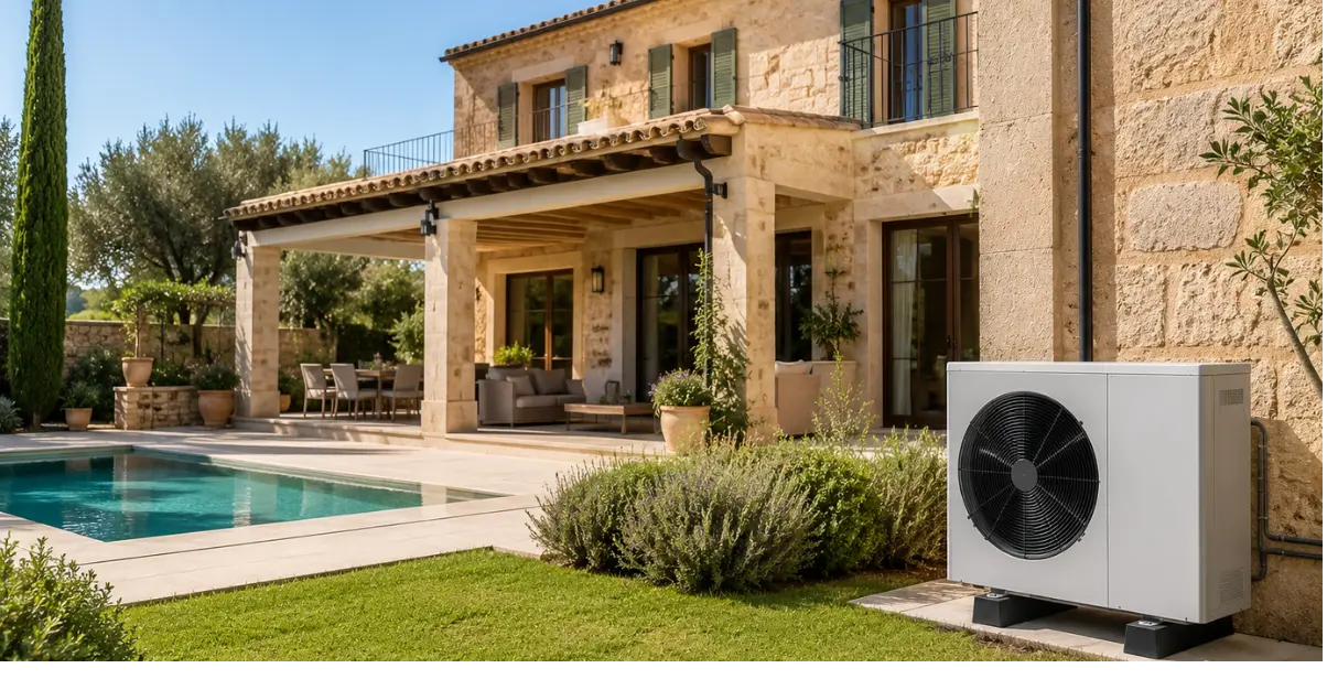 Aerotermia instalada en chalet residencial de Mallorca de 200 metros cuadrados