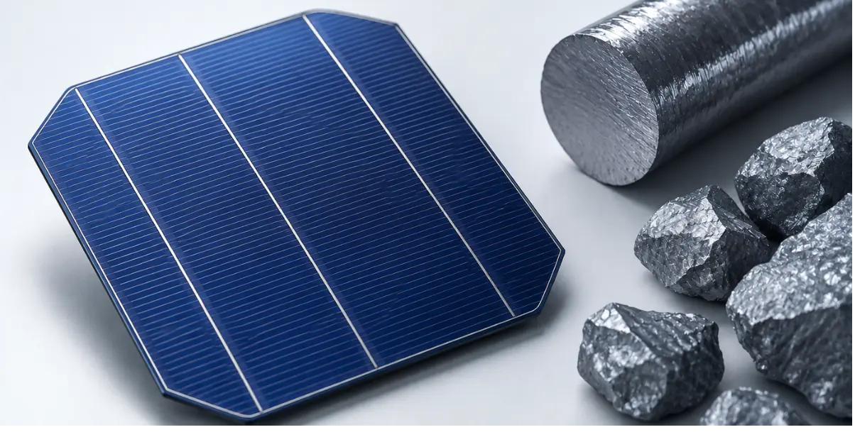 Detalle de células fotovoltaicas de silicio en panel solar