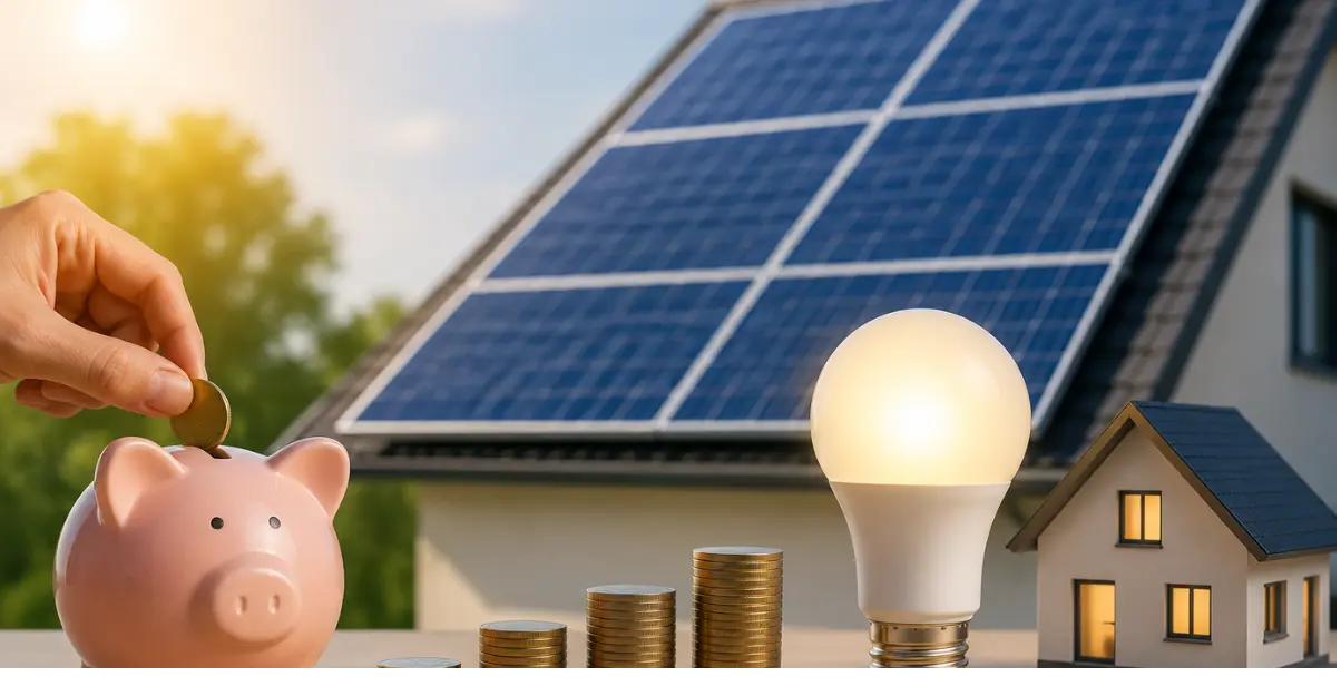 Sunny day with solar panels installed on a Mallorca home rooftop